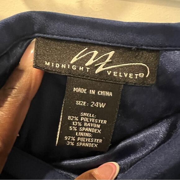 NWT Midnight Velvet Skirt Blazer Set Navy Pearl-Embellished Ensemble 24W - Picture 7 of 7